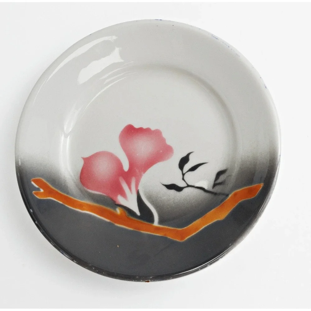 Vintage 1970s Jackson China Pink Flower Airbrush Pattern Restaurant Plates 5.5